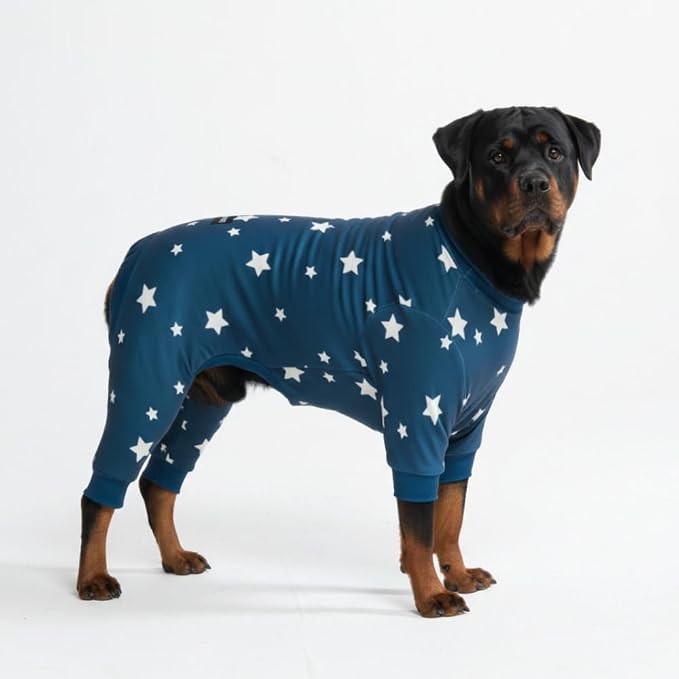 Spark Paws Dog Pajama, Dog Recovery Suit Male, Onesie, Ultra-Soft and 4-Way Stretch, for Small Medium and Large Breeds - Stars - 5XL
