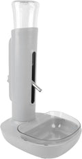 Pet Standing Water Dispenser Cat Dog Standing Bowl with Detachable Pole Automatically Feeding Water Height Adjustable for Cage, Crate (Grey)