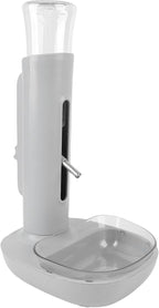 Pet Standing Water Dispenser Cat Dog Standing Bowl with Detachable Pole Automatically Feeding Water Height Adjustable for Cage, Crate (Grey)