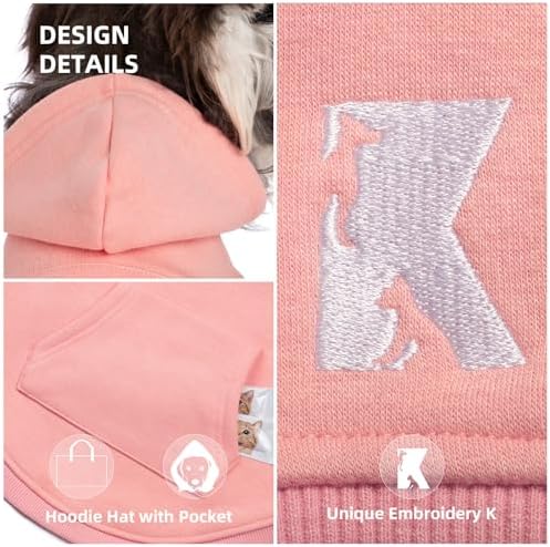 Koneseve Dog Hoodie - Fleece Warm Sweater with Pocket, Soft Clothes for Daily Wear, Basic Hooded Sweatshirts, Winter Coat Clothing, Comfort Tee Shirt Fit for All Breeds Pet - Pink - 4XL - Image 4
