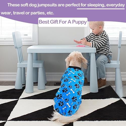 PET SHOW 4 Pack Paw Print Fleece Dog Pajamas Warm for Medium Dogs - Image 6