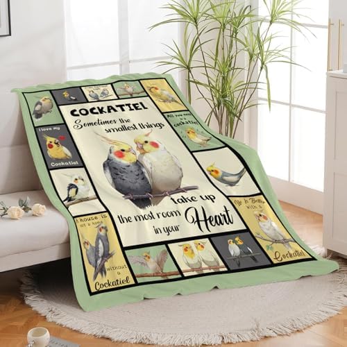 Parrot Bird Throw Blanket Cute Cockatiel Stuff Gifts for Kids Girls Boys Adults Women Men Soft Cozy Warm Plush Fluffy Fuzzy Fleece Blanket Decor 50''X60'' - Image 5