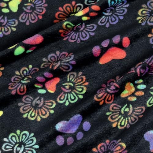 Pet Dog Cat Blanket Ultra Soft Cozy Fleece Paw Print Design Machine Washable Durable for Crates Beds Sofas Travel (Decadent Paws, Medium) - Image 3