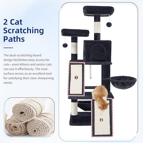 Gitelsnour Cat Tree Tower Multi-Level with 2 Scratching Boards, GCT022G - Image 2
