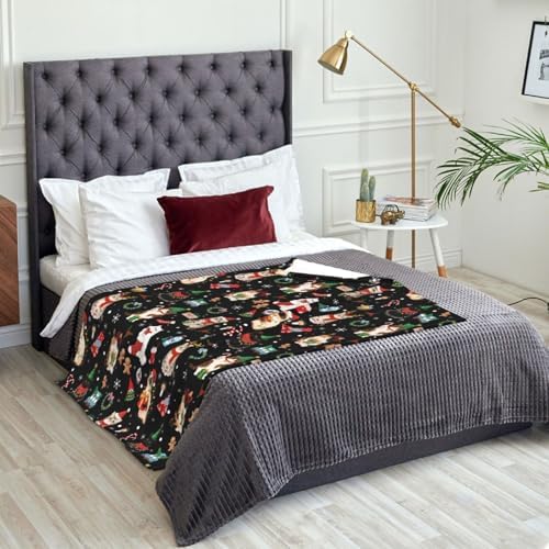 Christmas Cats Fuzzy Fleece Blanket, Soft Cozy Throw Blankets for Couch, Bed, Sofa, for Boys Girls Kids, Cat Lovers 50"x40" - Image 7