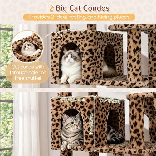 Globlazer 82in Leopard Extra Large Cat Tree for Indoor Large Cats, S82 - Image 3