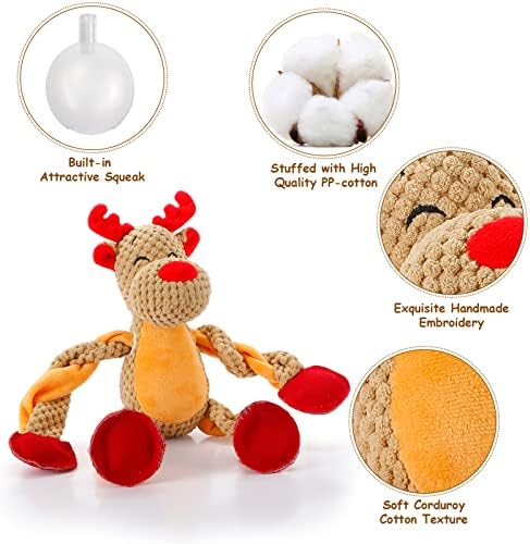 Senneny Christmas Dog Toys, Squeaky Reindeer Plush with Ropes for Tug of War, Durable Interactive Chew Toys for Puppy Small Medium Large Dogs - Image 2