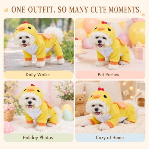 Dog Clothes, Chick Costume,Fleece Full-Body Snap Jumpsuit,S - Image 7