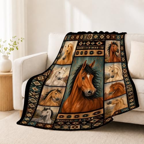 Horse Throw Blanket Horse Stuff Gifts for Kids Girls Boys Adults Women Men Soft Cozy Warm Plush Fluffy Fuzzy Fleece Blanket Decor 40''X50'' - Image 3