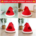 NIBESSER Cat Bed Christmas Hat Cat Tent House Self-Warming 2 in 1 Removable Comfortable Triangle Pet Teepee Xmas Dog Cave in Winter (Red) - Image 2