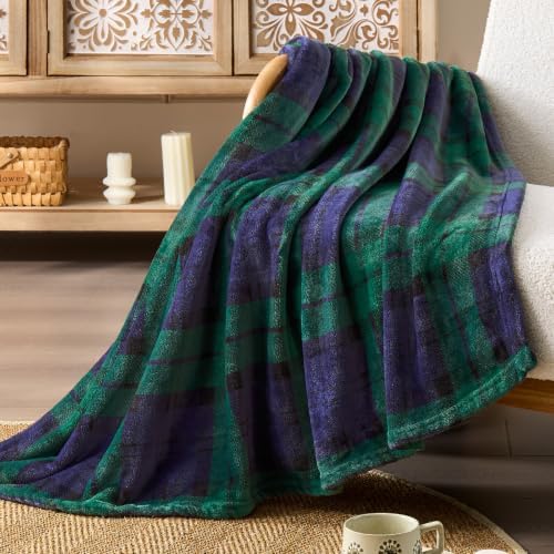 BEDELITE Christmas Fleece Twin Blanket for Couch & Bed, Blue & Green - Image 2