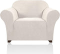 Stretch Chair Cover Chair Slipcovers with Arms 1-Piece Chair Sofa Slipcovers or Living Room Non Slip Armchair Cover Furniture Protector Dogs Pet Friendly(Armchair,Ivory)