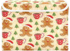Bolaz Gingerbread Man Holiday Pattern with Christmas Trees and Mugs Storage Bins with Lids and Handles, Storage Box Basket with Cover Collapsible Organizer Containers for Home Closet, Shelves - Image 2