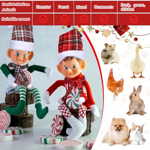 Weewooday 12 Pcs Mini Christmas Santa Hat Scarf Set, Small, Irregular Check - Image 3