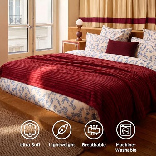 Bedsure Soft King Size Blankets for Bed Red 108"x90" - Image 5