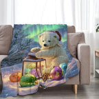 Christmas Polar Bear Blanket Winter Aurora Night Animal Throw Blankets Gifts for Girls Boys Kids White Bear Lover Soft Cozy Fleece Plush for Couch Sofa Bed 60"x50" - Image 4