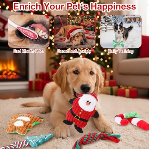 Soulchen 10 Pcs Christmas Dog Toys Plush Squeaky Puppy Toy - Image 4