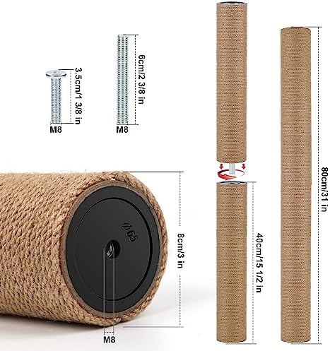 4 PCS Cat Scratching Post Replacement with M8 Screws, 15.7 x 3.1 Inches - Image 2