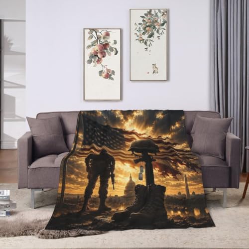 American Soldier Blanket Patriotic Military Throw Gifts 80"x60" - Image 6
