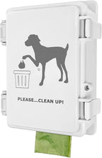 Dog Poop Bag Dispenser Wall Mounted Waterproof Outdoor Pet Waste Bags Dispenser Station Stake, Pole, Fence Mounted fits Home, Porch, Back Yard (white,only dispenser)