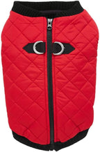 Gooby Fashion Vest Dog Jacket - Red, X-Large - Warm Zip Up Bomber Vest with Dual D Ring Leash - Winter Water Resistant Small Dog Sweater