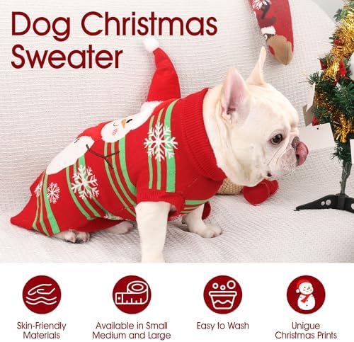 Dog Christmas Sweater Snowman Dog Christmas Outfit Adorable Soft Warm Turtleneck Knitted Festival Pet Clothes Cold Weather Puppy Clothes for Small Medium Large Dogs Cats - Image 2