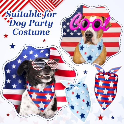 Preboun 50 Pcs Patriotic Dog Bandanas Bulk 4th of July Bandanas for Dogs Triangle Kerchief Scarf Set for Pets Independence Day Costume Photo Props Accessories Pet Shops, 25 Styles(31.5 x 21.7 x 21.7) - Image 4