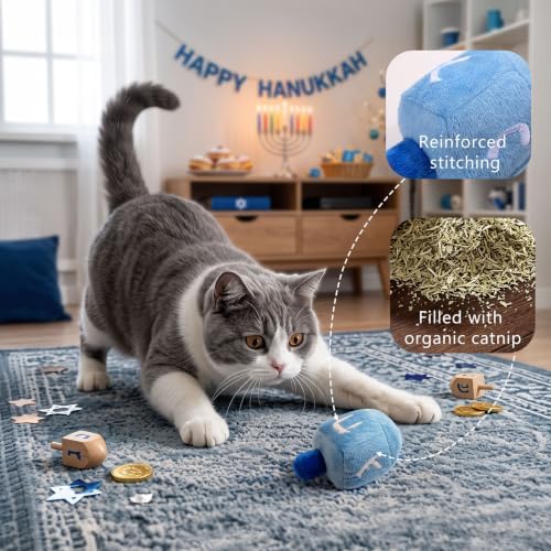 CiyvoLyeen Plush Hanukkah Catnip Toys for Indoor Cats 6 Pack - Image 3