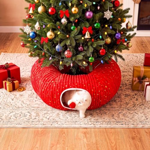 Christmas Tree Cat Tunnel with 40 Cat Toys, Christmas Tree Skirt - Image 2
