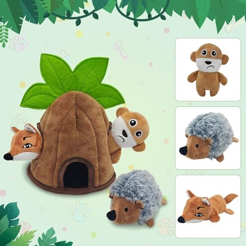 Squeaky Dog Toys, Stuffed Large Dog Toys to Keep Them Busy, Interactive Plush Chew Toys with Crinkle Paper, Tough Pet Animal Toys for Small Medium Large (4 Pack) - Image 3