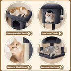 Yaheetech 23.5in Small Low-Profile Cat Tree Condo with Scratching Posts - Image 3