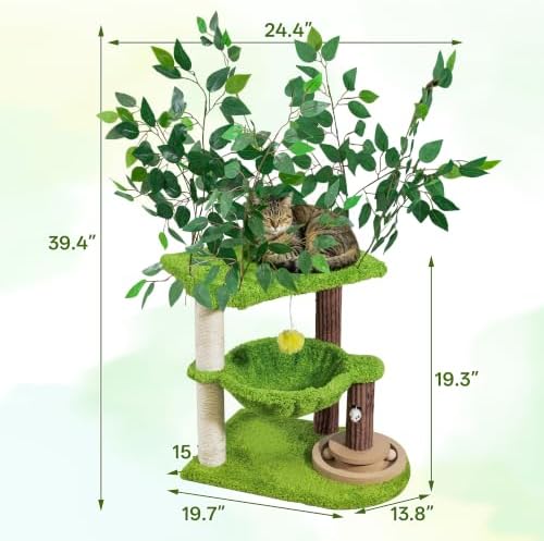 Woochpet 33.5-Inch Cat Tree with Leaves for Indoor Cats - Image 2