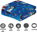 Elegant Comfort Luxury Velvet Super Soft Christmas Prints Fleece Blanket-Holiday Theme Home Décor Fuzzy Warm and Cozy Throws for Winter Bedding, Couch and Gift, 50 x 60 inch, Blue Santa Snowman - Image 2