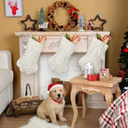 WATINC Pet Paw Christmas Stockings - 3 Pack Large Paw Shape Stocking with Tassel, Pet Dog Cat Knit White Christmas Hanging Socks for Xmas Eve Party Holiday Fireplace Tree Gift Decoration - Image 4