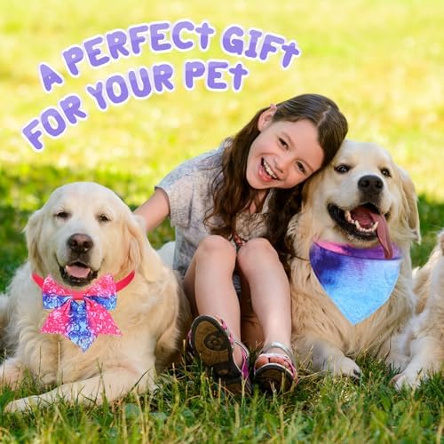 Reginary 120 Pcs Tie Dye Dog Bandanas Bulk Dog Bows Set Bow Ties Cat Scarf Colorful Washable Triangle Pet Kerchief Cute Bib for Summer Small Medium Large Pets Grooming Accessories Costume - Image 6