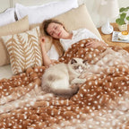 COZY KISS Deer Print Blanket, Faux Fur Dog Blanket for Christmas, 60"x80" - Image 2
