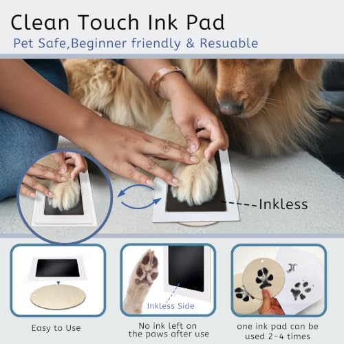 Inkless Pet Paw Print Kit,Dog Nose Print Kit,Ink Paw Print Ornament for Dogs Cats,Clean Touch Ink Pad,Mess Free,Pawprints Memorial Keepsakes,Pets Paw Print Impression Kit-4 Pack - Image 4