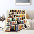 Black Cat Throw Blanket Book Cat Bookshelf Stuff Gifts for Kids Girls Boys Adults Women Men Soft Cozy Warm Plush Fluffy Fuzzy Fleece Blanket Decor 50''X60'' - Image 6