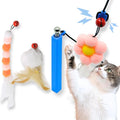 Magnetic Catch Cat Wand Toy 24" Compact — Interactive Cat Wand for Indoor Cats, Retractable Stainless Steel Telescoping Cat Teaser Wand with 3 Interchangeable Toy Attachments