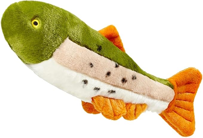 Fluff & Tuff Ruby the Rainbow Trout Plush Dog Toy – 2 Pack, 14” Durable Stuffed Fish Dog Toy with Squeaker, Double-Stitched & Reinforced for Interactive Play
