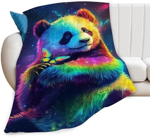 Panda Blanket Colorful Panda Butterfly Animal Lover Throw Blankets Gifts for Girls Boys Kids Soft Cozy Fleece Plush for Couch Sofa Bed 80"x60" by Unknown