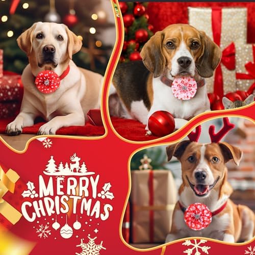Huhumy 50 Pcs Christmas Dog Collar Flower Bows Bulk for Small Medium Large - Image 4