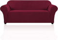 Stretch Sofa Cover Slipcover Couch Covers for 3 Cushion Couch Furniture Protector Sofa Covers with Non Slip Elastic Bottom Dogs Pet Friendly Fitted(Large Sofa 90"-100",Burgundy Red)