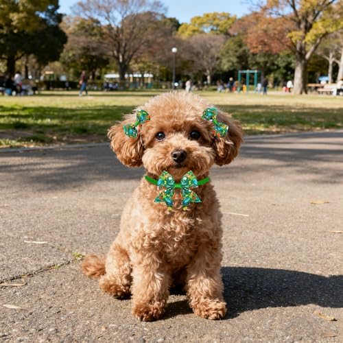 120PCS Dinosaur Dog Bows Pack Include 60PCS Dogs Collar Flowers and Bowties Attachments 20PCS Bowties with Adjustable Collar 40PCS Hair Bows for Girl Female Boy Male Dogs Grooming Accessories - Image 6
