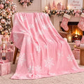 Fuweave Pink Christmas Throw Blanket 50 x 60 Inches Snowflake Throw Blanket by FuWeave