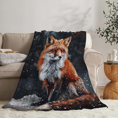 Red Fox Blanket Cute Orange Fox Throw Blanket Gifts for Girls Boys Kids Women Men Adults Super Soft Cozy Plush Fluffy Fuzzy Fleece Blanket Home Decor 60''X80'' - Image 2