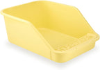 SpaceTime Large Cat Litter Box with High Sides,Cat Boxes for Indoor Cats,Cat Litter Pan for Kitty,Litter Box with Low Entry,Easy to Clean,Anti-Splashing(Yellow)