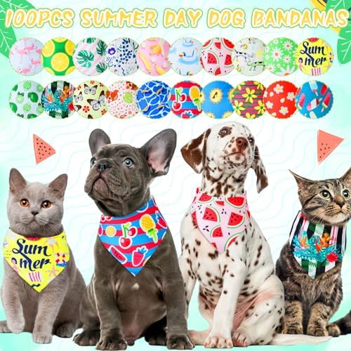 100 Pcs Summer Bandanas for Dog Bulk for Small Medium Pet Puppy Cat - Image 5