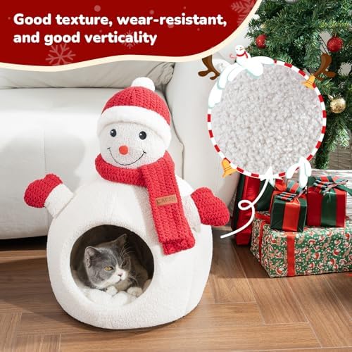 CATISM Christmas Cat Bed Snowman Cat Bed for Indoor Cats Removable Non-Slip - Image 5