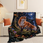 Red Fox Throw Blanket Moonlit Forest Woodland Animal Gifts 40''x50'' - Image 5